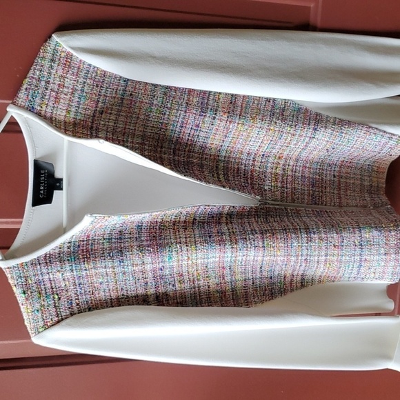 Carlisle Collection multi color knit full zip crop jacket white sleeves R $645 - Picture 10 of 13